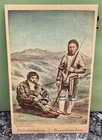 Antique CDV Photo 1860s Laplanders with Bows and Arrows Hand Tinted