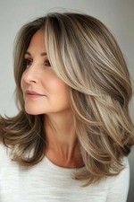 Human Hair New Fashion Layered Long Natural Golden Brown Wavy Women's Wigs 14in