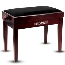 5 Core Piano Bench Height Adjustable Padded Cushion Solid Wood Keyboard Stool