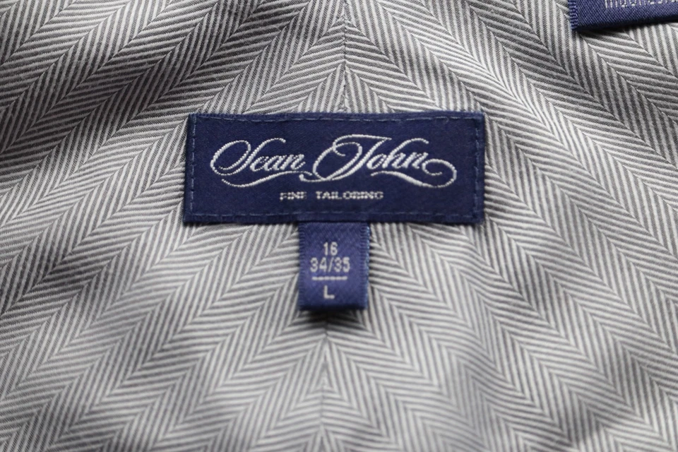 Sean John Gray Herringbone Contrast Collar Shirt 16 34/35 Standard Cuff 48" - Image 4 of 4