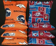 Set Of 8 Denver Broncos Avalanche Cornhole Bean Bags FREE SHIPPING