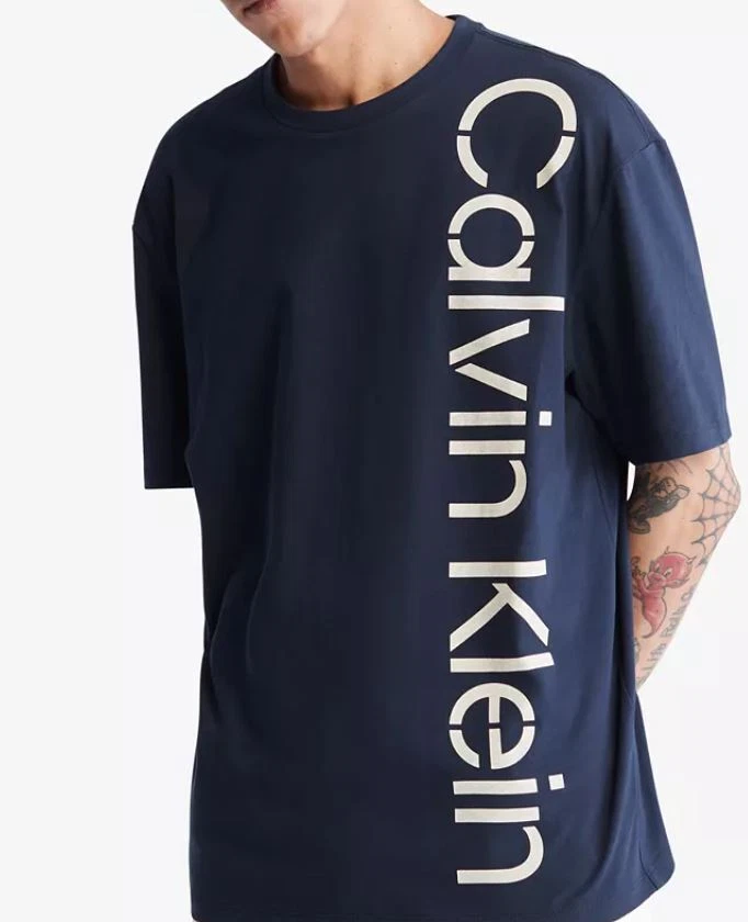 Calvin Klein Men\'s DARK SAPPHIRE Relaxed-Fit Stencil Logo T-Shirt, Large |  eBay