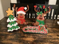 NEW Set of 4 Christmas Holiday Wooden Signs Table Decor SEE DESCRIPTION
