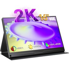 16" 2K 2560x1600 Portable Monitor Gaming Monitor 16:10 Screen HDMI Monitor