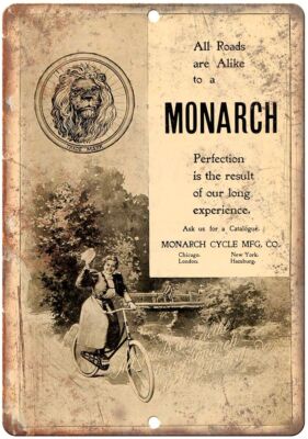 Monarch Bicycles Cycle Mfg Vintage Ad Reproduction Metal Sign B294