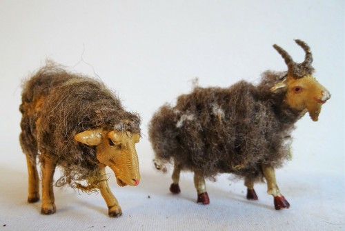 KRIPPENFIGUREN 9 alte WOLLSCHAFE Kunstharz und Wolle 6,5cm - Bild 9 von 12
