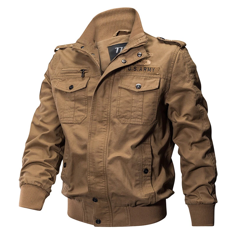 Mens 100 Cotton Jackets Military Bomber Jacket Male Air Force