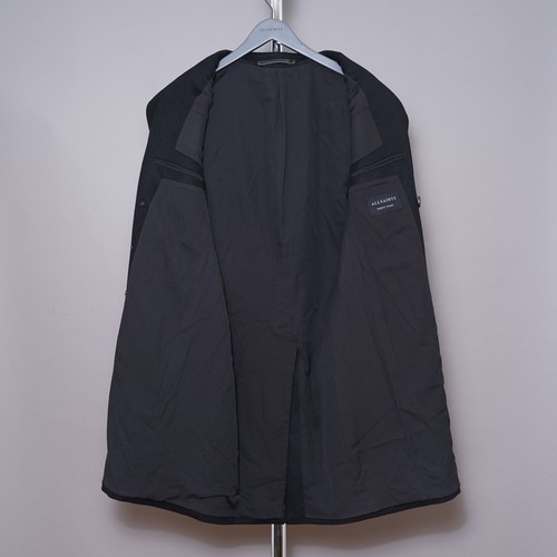 ALL SAINTS Coat Mens UK38 EU48 Black Wool Overcoat Mac Celebrity MC047P Hilt - Picture 6 of 22
