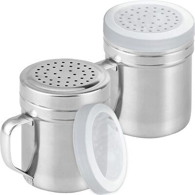 Metal Salt Pepper Dredge Shakers - with Handle - Seasonings Spice Shakers with H