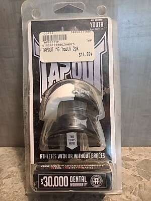 TAPOUT Ever-Mold Black and White ALL SPORTS MOUTHGUARD YOUTH 5-11 YRS New