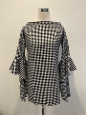 MLM Black/White Plaid Off-Shoulder Dress Sz M