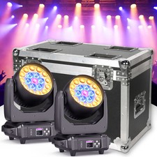 2PCS 19x15W LED Zoom Moving Head Stage Light RGBW DMX Beam Lighting DJ Disco Bar