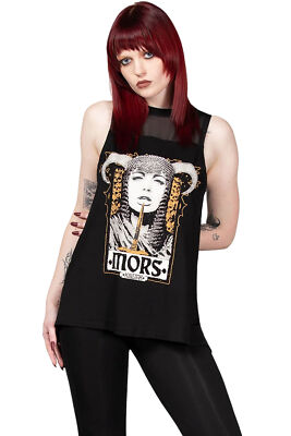 KILLSTAR Tank Top - Mors Vest Print Hörner Alternative Mesh Gothic
