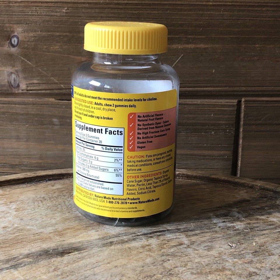 Nature Made Choline 300 mg Gummies Green Apple 40 gummies Exp 11/24 eBay