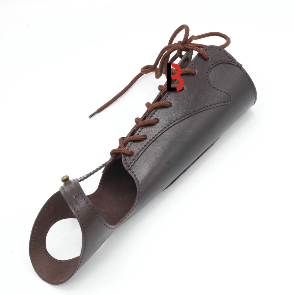 Guante de cuero de vaca para tiro con arco protector de brazo que sostiene el arco en la mano izquierda Foto 4 de 4