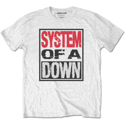System Of A Down Triple Stack Box White T-Shirt OFFICIAL