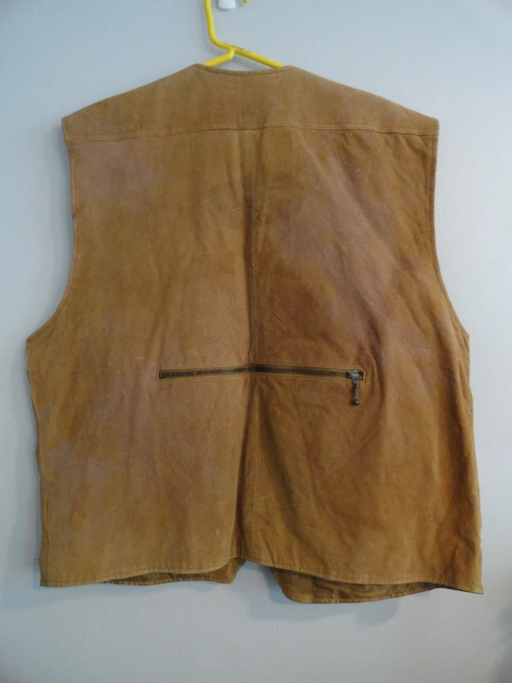 Chaleco de Cuero Marrón Global Identity GIII Talla M/M Bolsillos Caza Pesca Foto 4 de 4