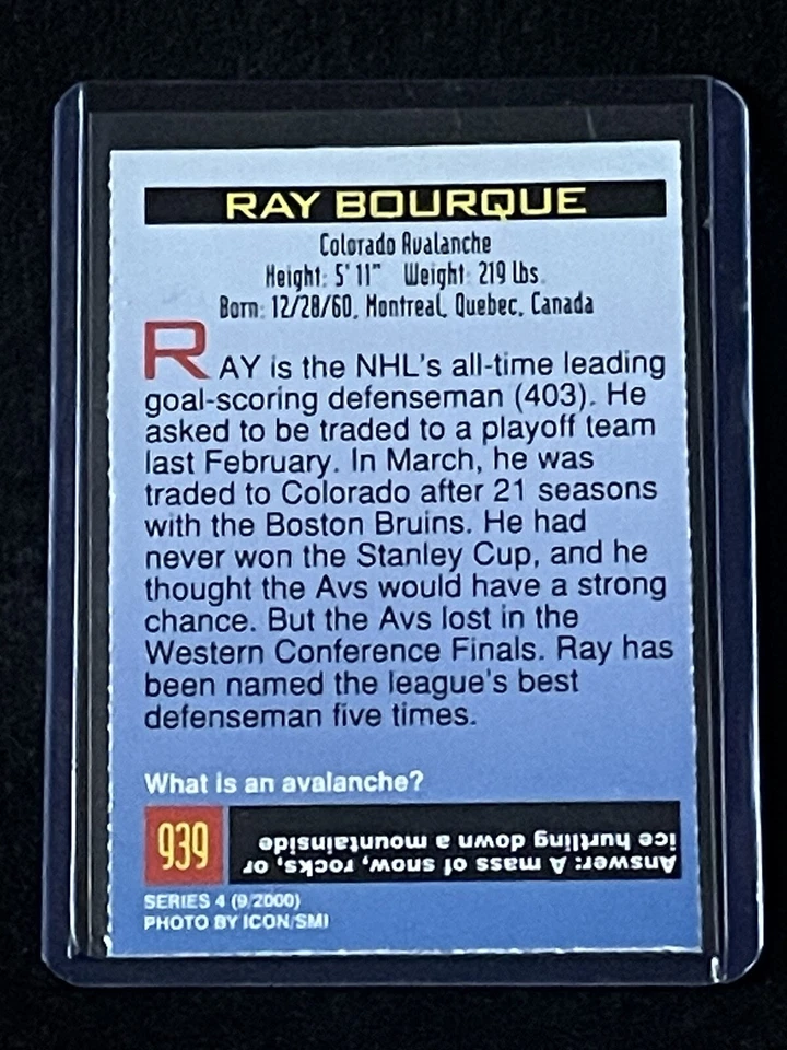 RAY BOURQUE 2000 Sports Illustrated for Kids SI #939 NHL Colorado Avalanche NM+ - Image 2 of 2