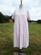 MADE IN ITALY Blush Pink Stretch Cotton Tiered Relaxed Midi Dress Plus Size 20