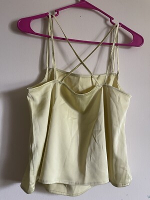 Divided By H&M Yellow Satin Crossover Double Spaghetti Strap Cami