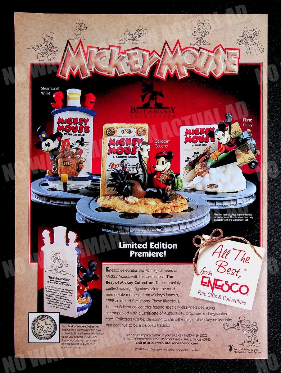 その他 Enesco Best of Mickey Collector's Set Mickey Mouse Enesco Figures 1998 Disney Statues Print Magazine Ad