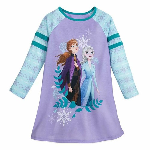 Disney Store Frozen Elsa Anna Olaf Camisa de Noche Prendas para Dormir Niñas Azul Nueva - Imagen 18 de 35