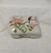 Takahashi East Wind Trinket Box San Francisco Porcelain Bird Cherry Blossoms