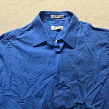 Pierre Cardin Solid Blue Long Sleeve Button-Up Shirt Adult Men's Size 16 34/35