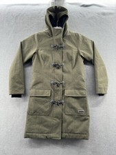 Merrell Womens Small Hooded Wool Black Toggle Duffle Winter Parka Coat Insulated