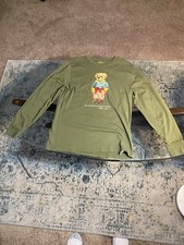 Polo Ralph Lauren Shirt Boys XL Fits Men Small Solid Green Long Sleeve Polo
