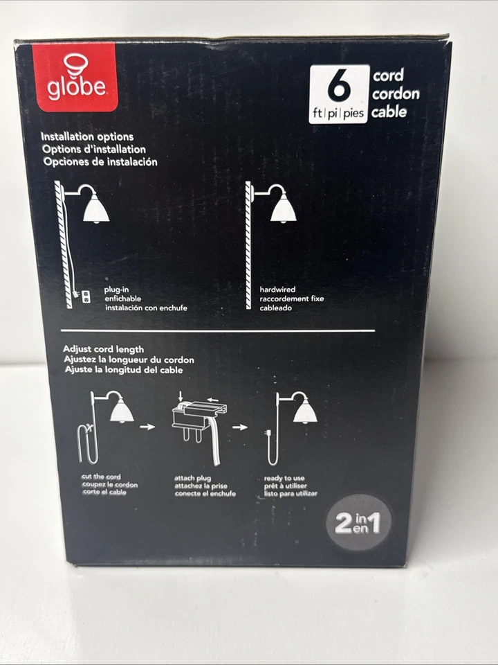 Globe Electric Holden 1-Light Matte Black Plug-In or Hardwire Wall Sconce - Image 4 of 4