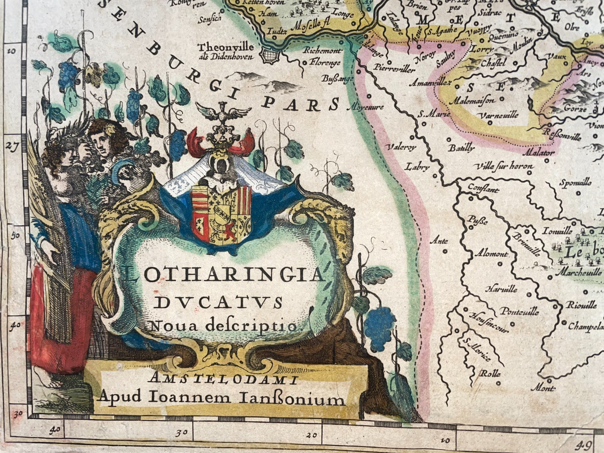 FRANCE LORRAINE 1630 JOHANNES JANSSON LARGE ANTIQUE MAP 17TH