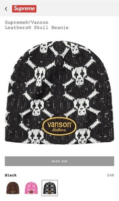 Supreme/Vanson Leathers Skull Beanie Black (CONFIRMED ORDER) (SHIP ASAP)