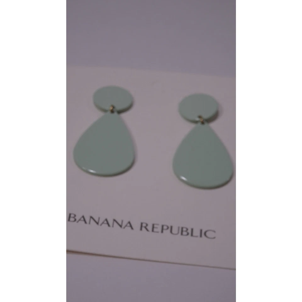 Pendientes para mujer Banana Republic esmalte brillante media luna nuevos con etiquetas 50 comot verde Foto 3 de 4