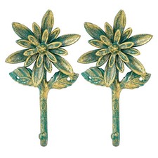 Sungmor Cast Iron Coat Hooks 2pc Vintage Flower Design Wall Hangers for Any Room