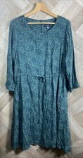 Joules Alena Dress Green/Blue Animal Print Pockets Size 14 Tie Front