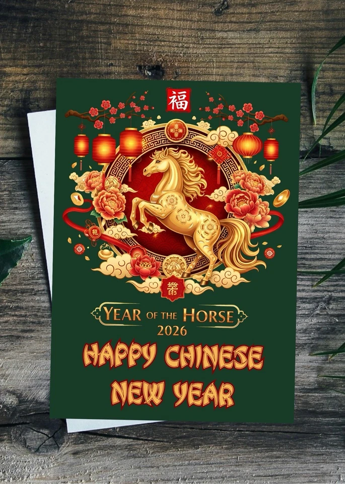 CREATED BY MRS WINDSOR Chinese New Year Card 2026 Year Of The Horse Lunar New Year Large Size Option