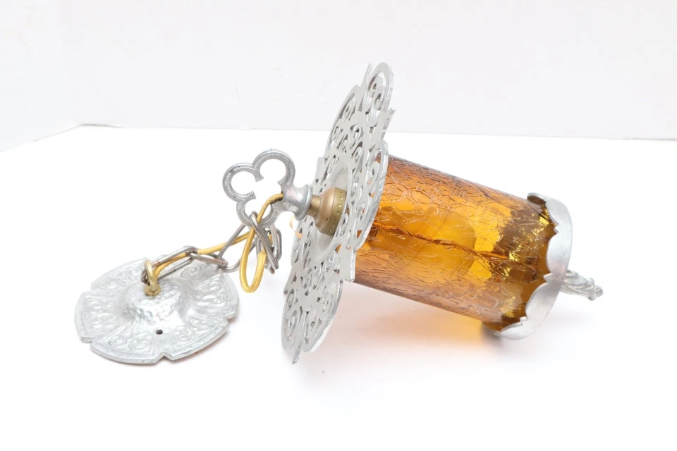 Lámpara colgante vintage Art DECO renacimiento español pedante lámpara ámbar Foto 2 de 4