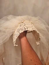 Vintage Ivory Bridal Wedding Veil With Pearls Elegant Headpiece 51