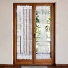 Semi Sheer French Door Curtain 72 Inches Sidelight Privacy Voile Curtains for...