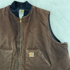 Vintage Carhartt Vest Mens 4XL Brown Duck Canvas insulated Workwear V02 DKB
