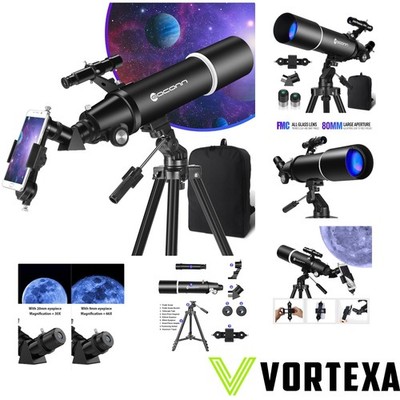 Eaconn 80mm Astronomie Teleskop mit 600mm Brennweite - Tragbar für Einsteiger