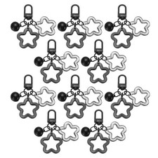 10Pcs, Star Keychain Keychain Charms Black