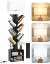 9 Tier Tree Bookshelf with Light, Remote, Timer & Cabinet, Dimmable Modern Ta...