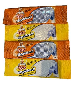 Mr Clean Magic Reach Scrubbing Mopping 4 Refill Pads Multipurpose Floor Bath