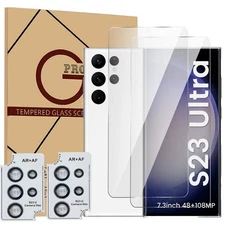 For Samsung S23 S24 Ultra S25 Tempered Glass Screen+ Camera Lens Protector 2PCS
