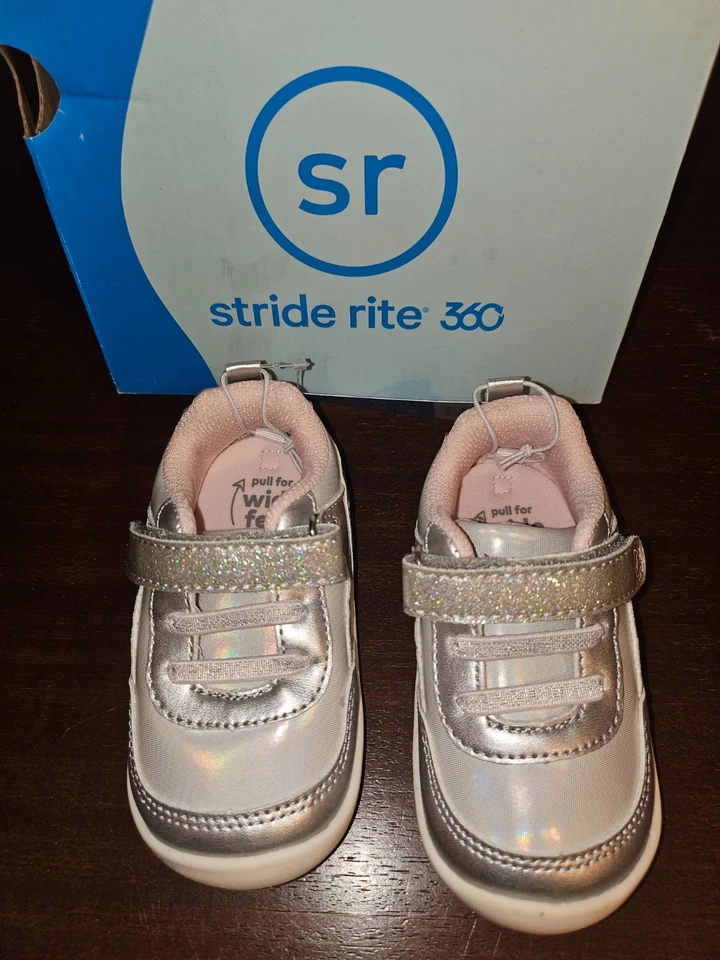 Stride Rite Natasha Silver Sneakers Toddler Girls Size 5M NIB - Image 3 of 4