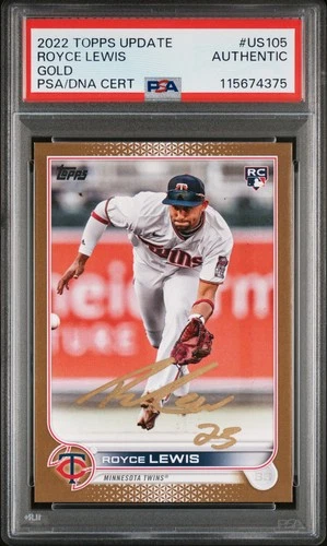 2022 TOPPS UPDATE ROYCE LEWIS ROOKIE RC 815/2022 PSA AUTHENTIC AUTO AUTHENTIC