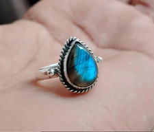 Blue Labradorite Ring: Handmade 925 Sterling Silver Band Ring ,All Size