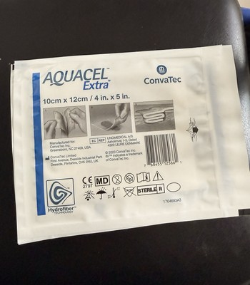 Aquacel Extra Hydrofiber Dressing  4x5 ~ ConvaTec ~ Exp: 2029
